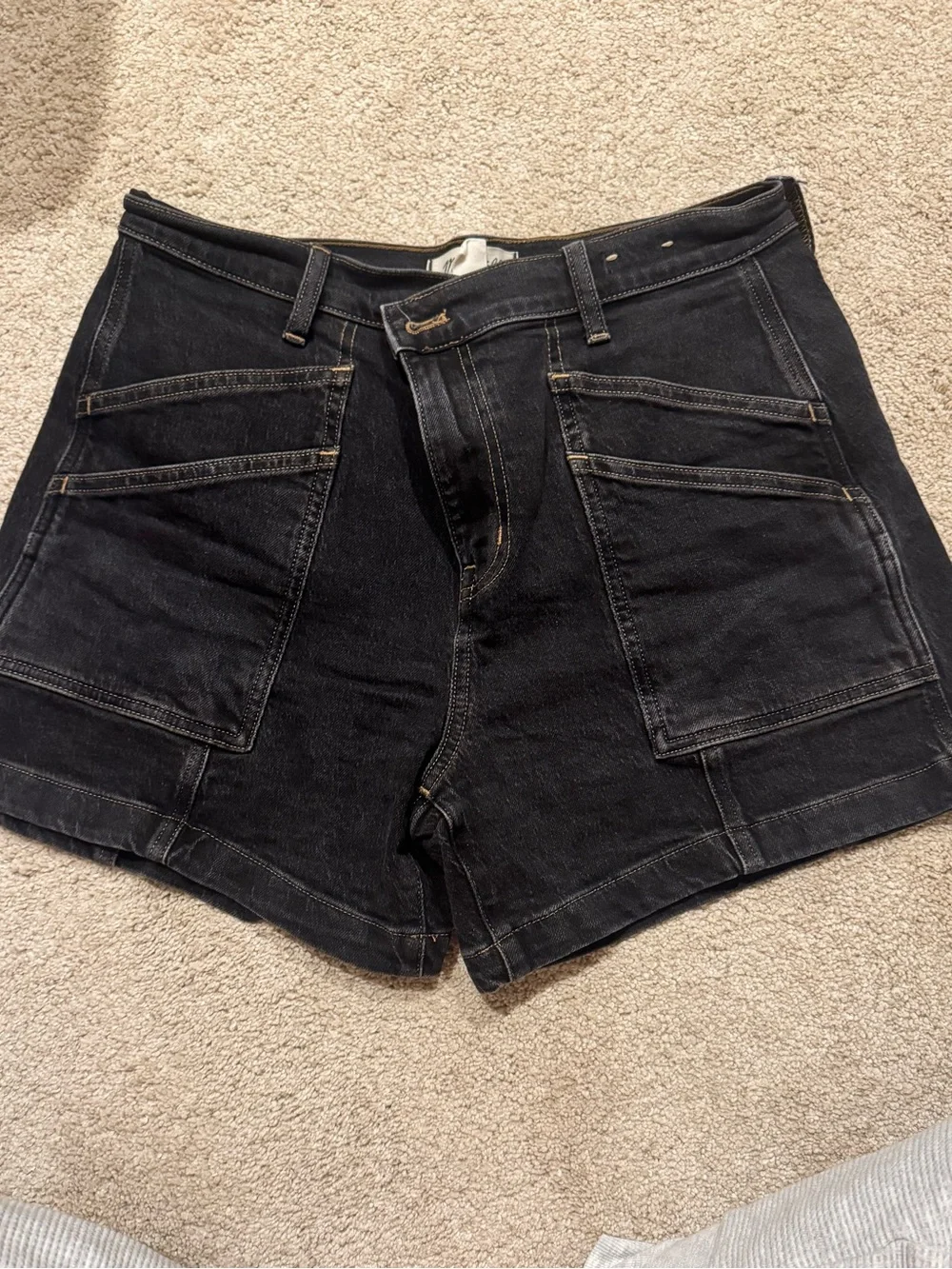 Madewell High-Rise Black Denim Utility Shorts
